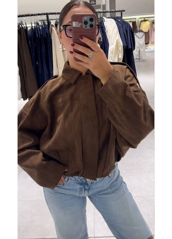 Коричнева демісезонна жіноча куртка-бомбер No Brand