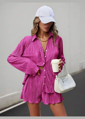 Малиновый костюм из гофры, лёгкий и приятный к телу, стильный и комфортный для повседневного ношения No Brand 572-3 (326810785)