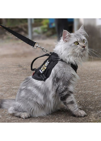 Шлейка для кота Fanxing Pet, cветоотражающий жилет с ручкой Черный, M No Brand (373444030)
