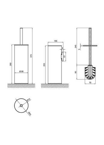 Чорний йоржик для унітазу Liberty BLM, круглої форми Qtap 1150 (322127451)