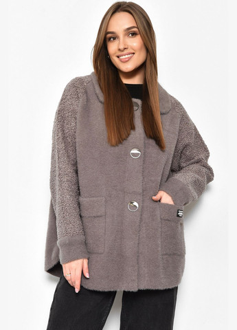 Коричневое демисезонное Пальто женское полубатальное из альпаки цвета мокко Let's Shop
