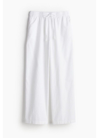 Женские брюки из льняной смеси Н&М (57135) XS Белые H&M (293939551)