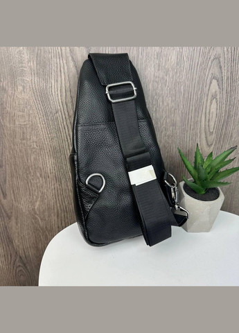 Чоловіча бананка нагрудна сумка з натуральної шкіри чорний No Brand (314942623)