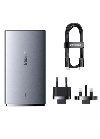 Зарядний пристрій GaN5 Pro Ultra Slim QC 3.0+PD 65W (1USB A/1C) + кабель Type C to Type C (CCGP15011) Сірий Baseus (372163464)