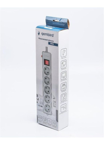 Фільтр живлення Pro (SPG5-G-15G-PRO) 5 розеток, 4.5м, Gembird (372460676)