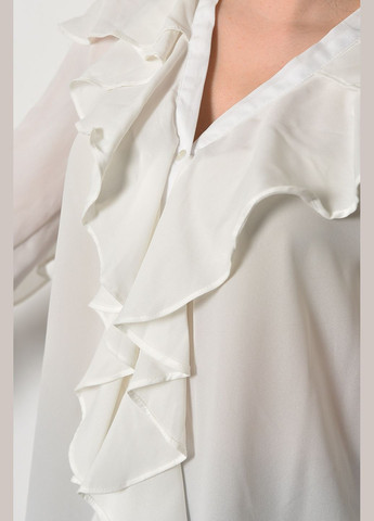 Біла демісезонна блуза жіноча білого кольору з баскою Let's Shop