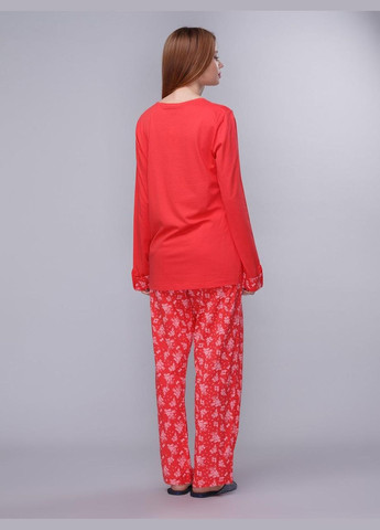 Красная зимняя домашняя одежда u. s. polo assn - пижама женская (длинный рукав) 15110 коралловая, U.S. Polo ASSN