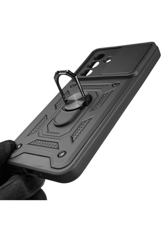 Чехол для Galaxy A26 (A226B) бронированный с кольцом со шторкой на самсунг а26 чёрный rg1 Samsung (366232839)