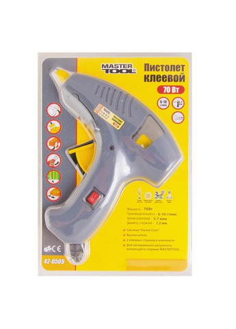 Пістолет клейовий GM Ø 7,2 мм 70 Вт 6-10 г/хв "Крапля-Стоп" з вимикачем (42-0509) Mastertool (311558111)