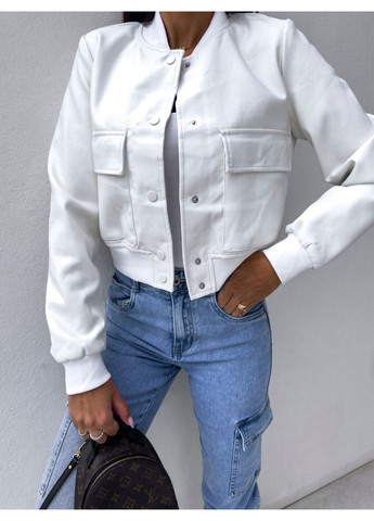 Бомбер жіночий з екошкіри Style Point бейсбольний на кнопках (356172345)