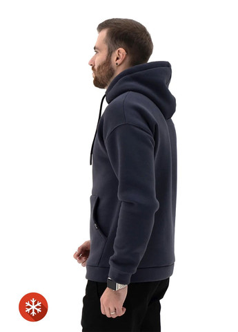 Чоловічий теплий худі великих розмірів Basic Big 3 Попелясто-синій Teamv (316355074)