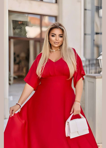 Червона кежуал, святковий, коктейльна, вечірня 42-70р електрик сукня в підлогу довге плаття батал вечірня святкова ошатна Україна однотонна