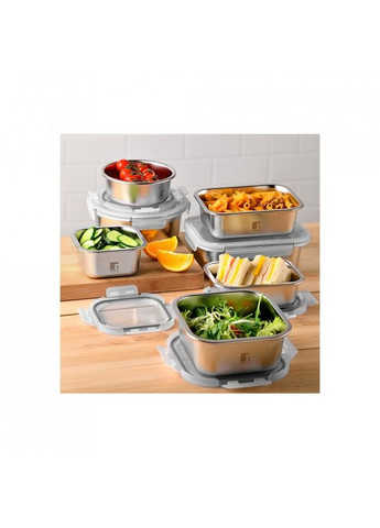 Пищевой контейнер Go Lovers из нержавеющей стали квадратный 640 мл (BG-36313-GY) (288492) Bergner (368593885)