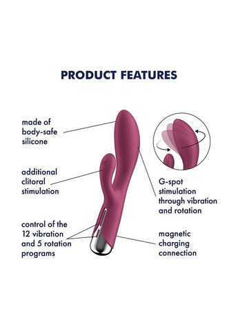 Вібратор-кролик з ротацією Spinning Rabbit 1 Red, 3 мотори - CherryLove Satisfyer (332209445)