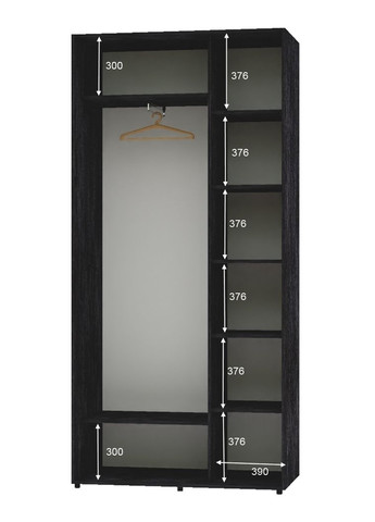 Шкаф-купе двухдверный 100*45*250 Бетон темный ДСП/Зеркало с пескоструйным рисунком Алекса (360478448)