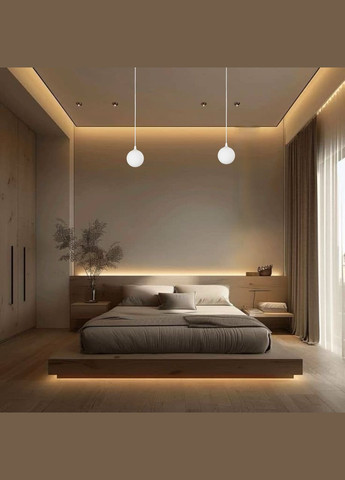 Підвіс зі скляною 10см кулею (61-P100F-1 WH+WH) No Brand (370069920)