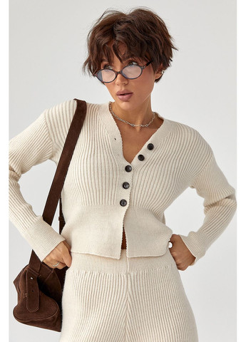 Трикотажний костюм у рубчик з кардиганом та брюками палаццо Lurex (364813708)