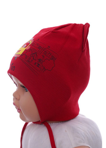 Шапка для мальчика двойной трикотаж в рубчик Автобус красный 12м+ (43940) BABYKROHA (323469340)