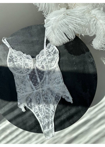 Боді біле мереживне з силуетними швами та акцентом на талії Vital-Textile 921/79 (361853733)