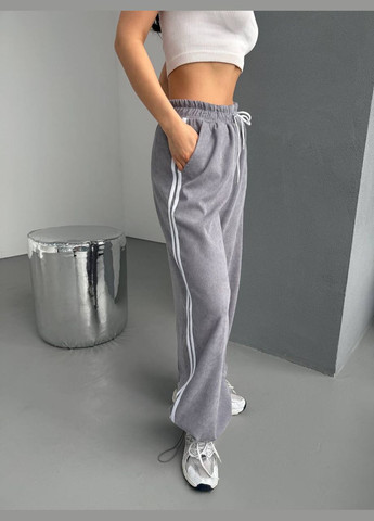 Женские брюки палаццо с вышивкой серые No Brand штани (326600191)