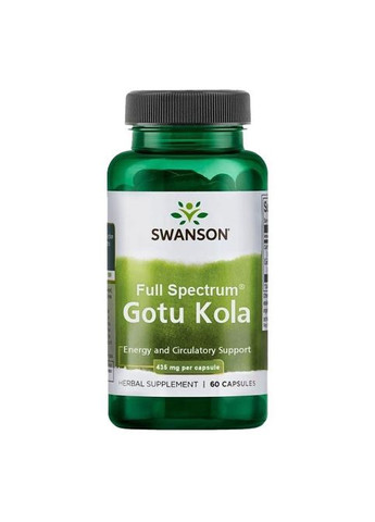 Готу кола Gotu Kola 435 mg, 60 капсул Swanson (290667975)