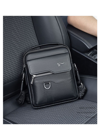 Мужская кожаная сумка черная с полукольцом Kangaroo (295376516)