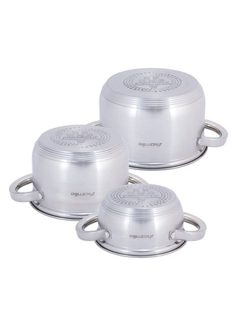 Набор кастрюль 6 предметов (1л, 1.8л, 2.5л; ) из нержавеющей стали KM5628S Kamille (342117469)