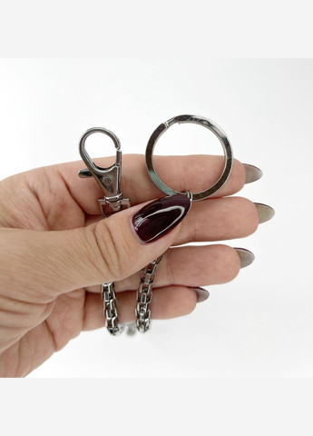 Аксесуари для одягу Ланцюг прикраса пласке плетіння ланка 10мм х 7мм карабін 38мм і кільце 28мм Чорний 37 см Finding (330777305)