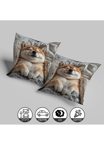 Подушка плюшева "Собачий релакс", 45×45 см, 3D зображення / 1308045UA WONKEY (359448046)