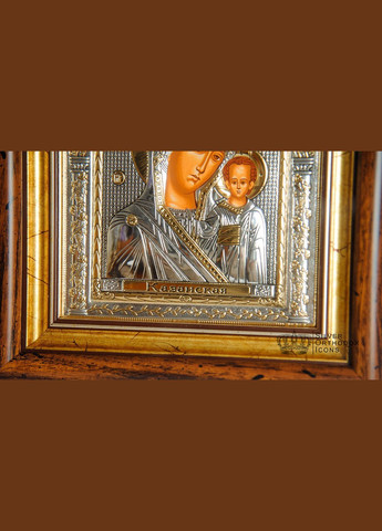 Серебряная Икона Казанская Божья Матерь 25,7х23,3см в прямоугольном киоте под стеклом Silver Axion (266266105)