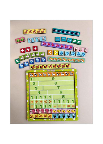 Дерев'яний пазл-сортер "Математичні сходи: Тварини" Ubumblebees (ПСФ079) PSF079 No Brand (330609786)