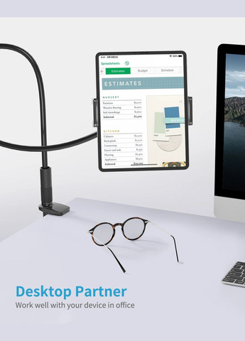 Гнучкий тримач для телефону, планшета з прищіпкою Datura IS 100 см Flexible Mobile Tablet Holder Black VHG (334305072)