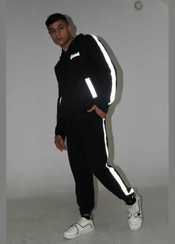 Мужская олимпийка на змейке черная Quest Wear с рефлективными лампасами No Brand (322565267)