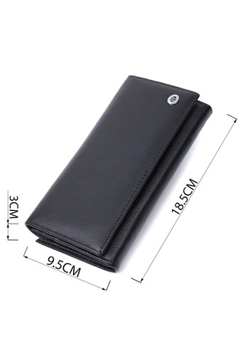 Добротне жіноче портмоне з кишенею для монет із натуральної шкіри 22691 Чорний st leather (298111843)