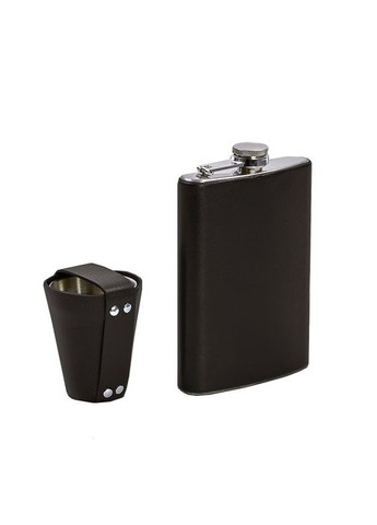 Набор с флягой и рюмками в кожаном чехле тёмно-коричневый. (A-028035) BlankNote (328961519)
