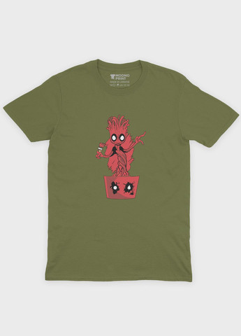 Хаки (оливковая) мужская футболка с принтом антигероя - дедпул (ts001-1-hgr-006-015-033) Modno