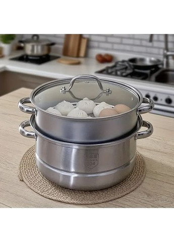 Пароварка-кастрюля из нержавеющей стали 2-мя ярусами 2.5л Cu-8990AA No Brand (368785988)