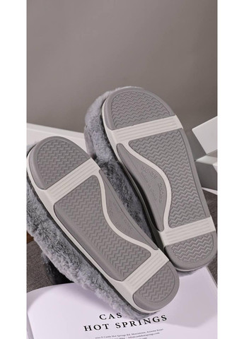 Серые тапочки комнатные женские серые No Brand с ушками, с мехом, без декора