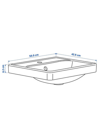 Частково врізний умивальник з сифоном ІКЕА ORRSJON 50х44 см (s09516914) IKEA (278407110)