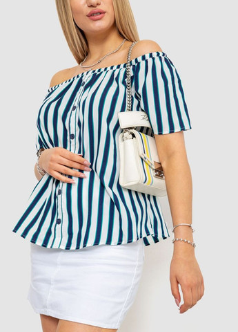 Сіро-синя блуза в смужку, колір бордовий, 244r088-1 Ager