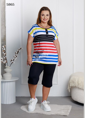 Прозрачный женский комплект капри и футболка с короткими рукавами. Christina