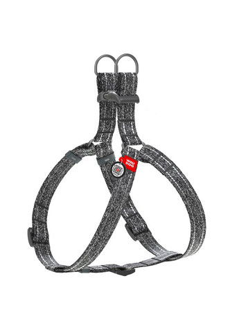 Шлея з відновленої бавовни Re-cotton з QR паспортом, світловідбиваюча, пластиковий фастекс,, Ш 25 мм, Д 60-85 см сірий WAUDOG (326836388)