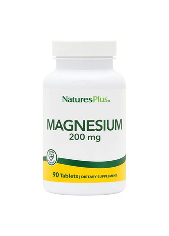 Вітаміни та мінерали Magnesium 200 mg, 90 таблеток Natures Plus (293478298)