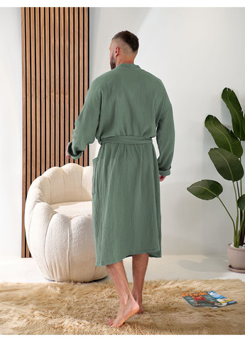 Мужской халат из муслина – 100% хлопок, длина 125 см, с поясом и карманами Tailer (350314090)