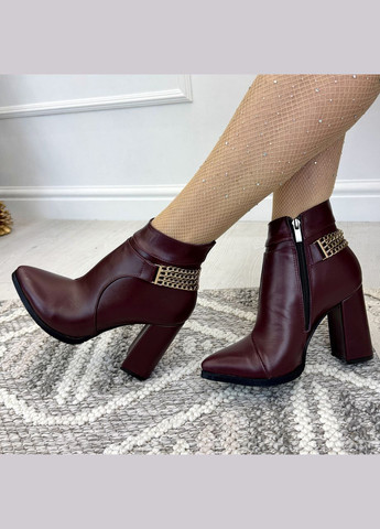 Осенние ботинки кожаные бордовые женские на каблуке, демисезонные. 39 размер Vasha para