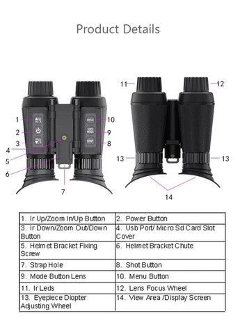 Тактический бинокль ночного видения NV8300 Super Light HD 36MP 3D 4K (до 500м) No Brand (332636575)