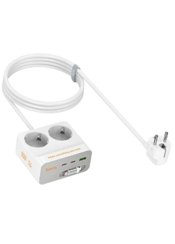 Удлинитель AC28 Descanso (PD45W/1C/3A/2xSocket) (2m) White Hoco (382781788)