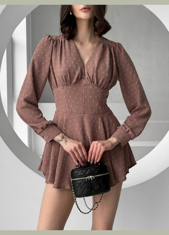 Темно-бежевое повседневный женское платье-комбинезон Україна однотонное