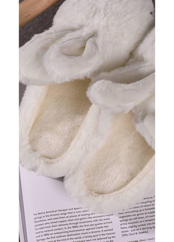 Белые тапочки комнатные женские белые No Brand с ушками, с белой подошвой, с мехом, без декора