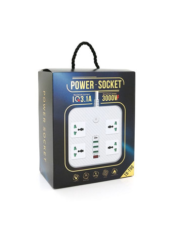 Сетевой фильтр ТВТ90, 4 розетки + 3 USB, 2 м, сечение 3х0, 75мм, 3000W, White, Box Voltronic (314932382)